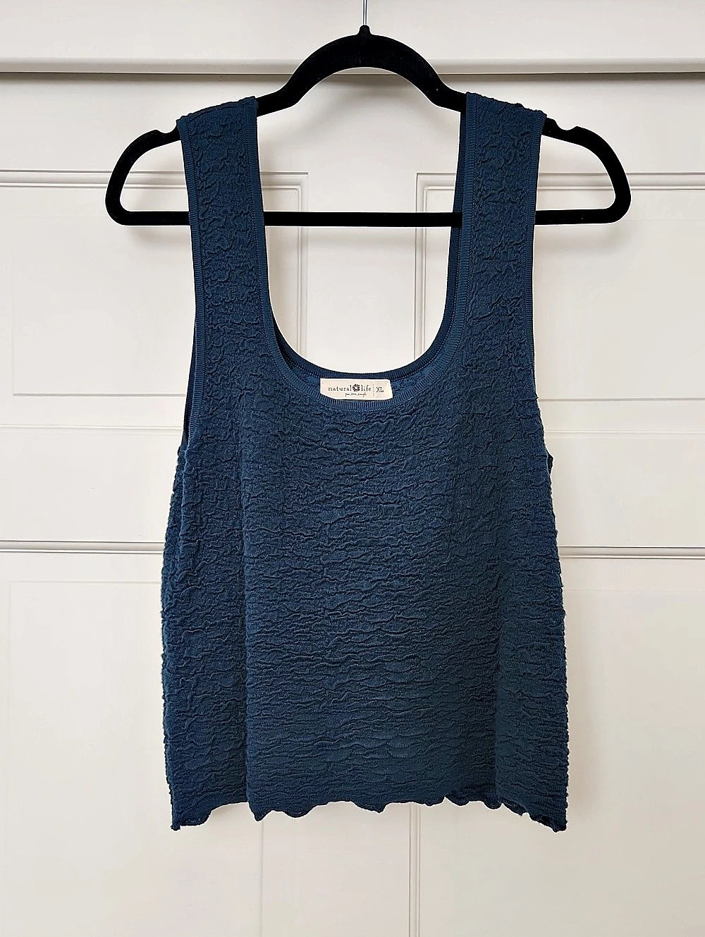 Natural Life Textured Crop Tank Top in Blue Size XL Like New
